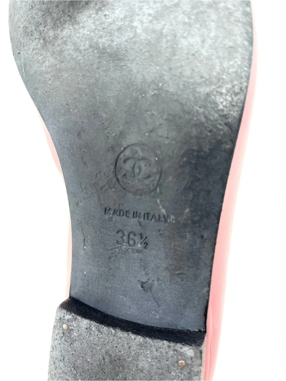Chanel Pink Leather Black Cap Toe Two Tone CC Logo Bow Ballet Flats Shoes 36.5